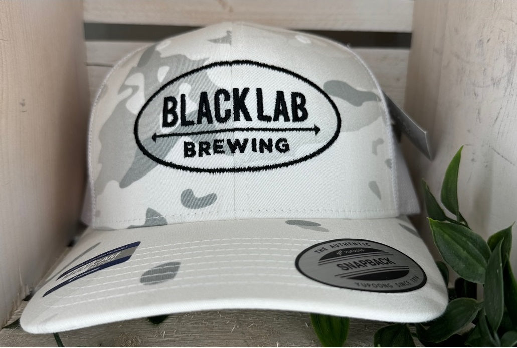 Black Lab Brewing Trucker Cap - White Camo / Black Embroider